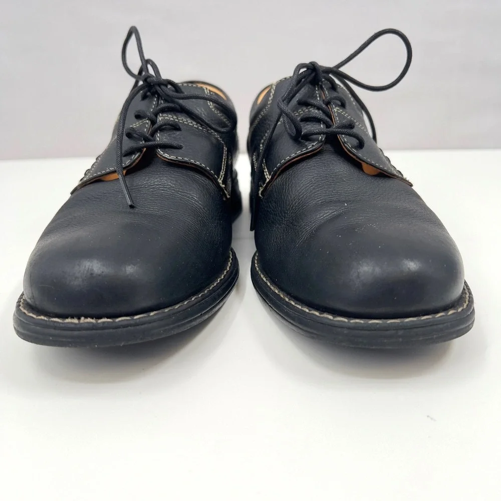 Johnston & Murphy Mens Shuler Bicycle Toe Oxford Black Pebbled Leather Size 8 M
